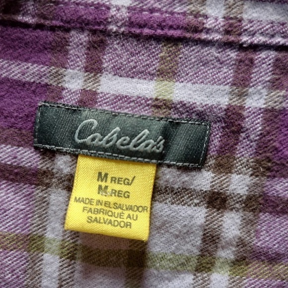 CABELA Purple Plaid Button-up, Long Sleeve, 100% Cotton, Size M - Picture 2 of 7